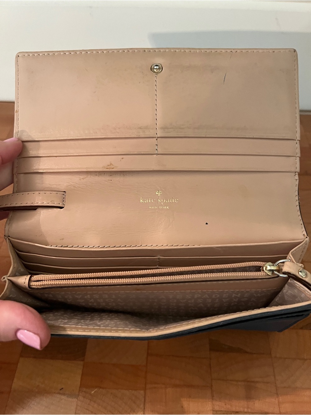 kate spade New York Blue Leather Perforated Clutch Wallet/Wristlet - Picture 3 of 4